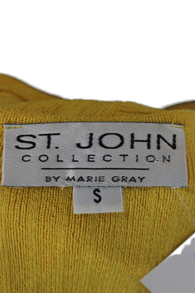 St. John Collection By Marie Gray Women Yellow Striped Short Sleeve Tee Size S