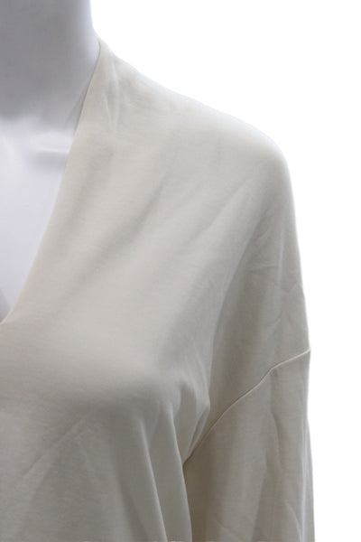 Max Mara Women Designer Beige V Neck Long Sleeve Jersey Tunic Size L