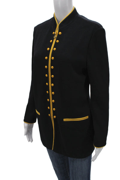 St. John Collection By Marie Gray Womens Black Wool Military Jacket Size 6