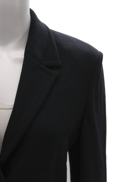 St. John Collection Womens Black Wool Blend Blazer Button Long Sleeve Size 6