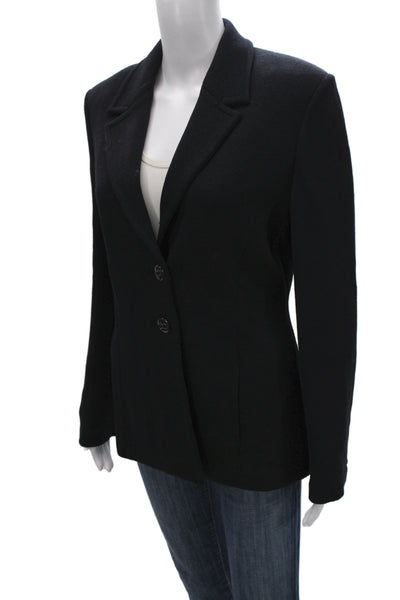 St. John Collection Womens Black Wool Blend Blazer Button Long Sleeve Size 6