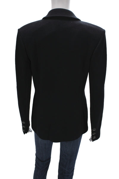 St. John Collection Womens Black Wool Blend Blazer Button Long Sleeve Size 6