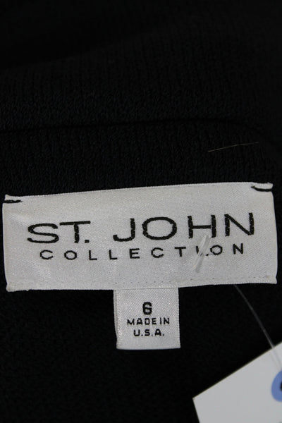St. John Collection Womens Black Wool Blend Blazer Button Long Sleeve Size 6