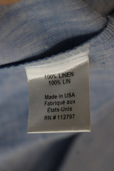 Miguelina Women Light Blue Linen Button Blazer Long Sleeve Size S