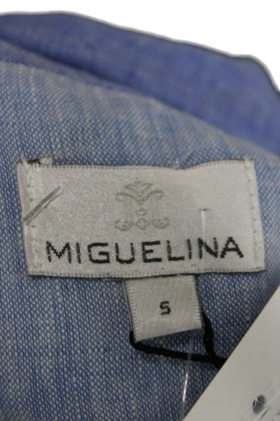 Miguelina Women Light Blue Linen Button Blazer Long Sleeve Size S