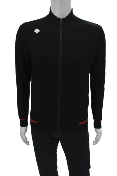 Descente Mens Full Zip Sweater Black Highneck Longsleeve Viscose Blend Size XS