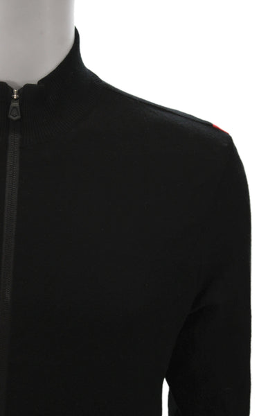 Descente Mens Full Zip Sweater Black Highneck Longsleeve Viscose Blend Size XS