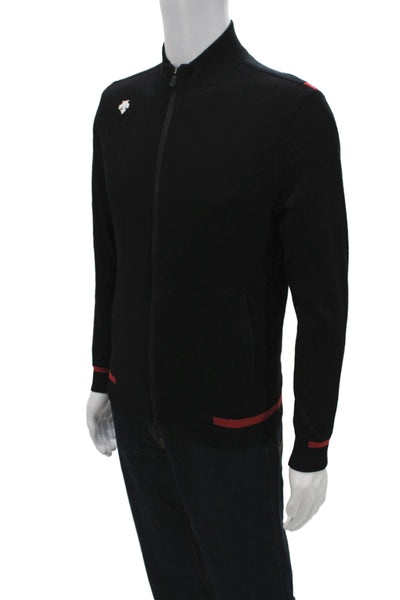 Descente Mens Full Zip Sweater Black Highneck Longsleeve Viscose Blend Size XS
