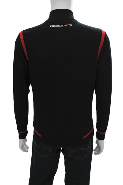 Descente Mens Full Zip Sweater Black Highneck Longsleeve Viscose Blend Size XS