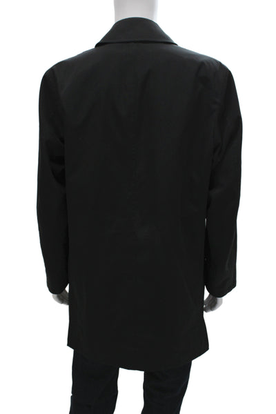 Sanyo Mens Overcoat Raincoat Black Collared Button Solid Polyester Fall Size 40
