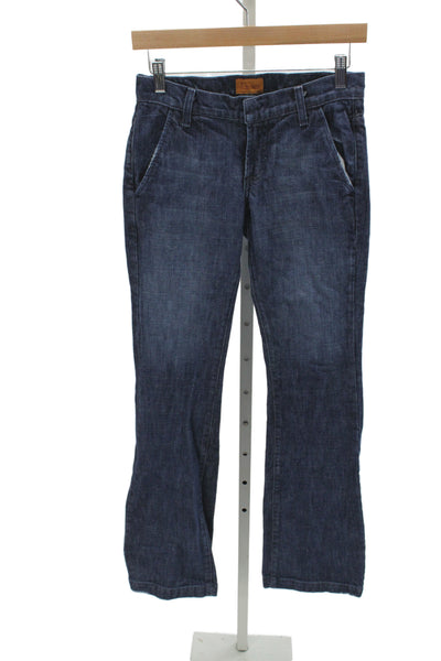 James Women Straight Jeans Blue High Rise Button 100% Cotton Size 25