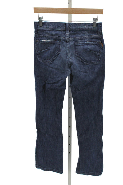 James Women Straight Jeans Blue High Rise Button 100% Cotton Size 25