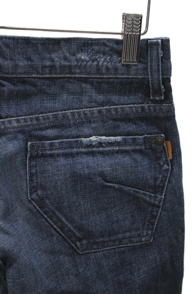 James Women Straight Jeans Blue High Rise Button 100% Cotton Size 25
