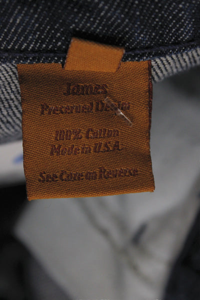 James Women Straight Jeans Blue High Rise Button 100% Cotton Size 25