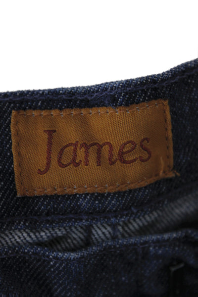 James Women Straight Jeans Blue High Rise Button 100% Cotton Size 25