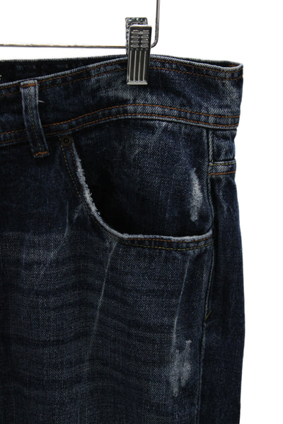 575 Mens Dark Blue High Rise Straight Wide Leg Jeans 100% Cotton Size 36