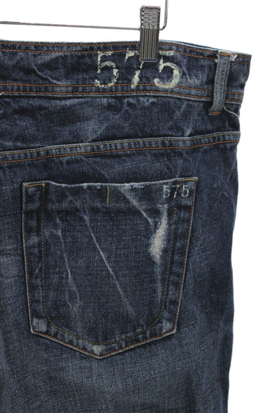 575 Mens Dark Blue High Rise Straight Wide Leg Jeans 100% Cotton Size 36