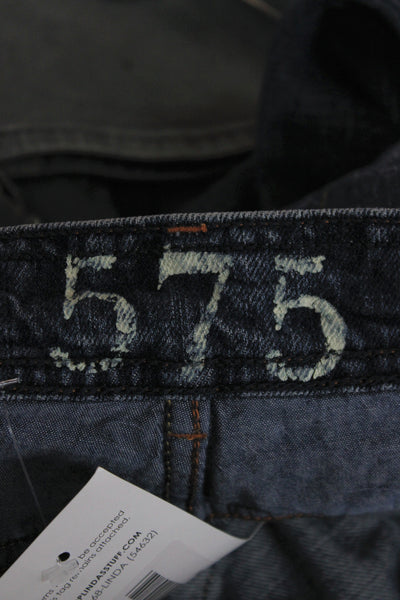 575 Mens Dark Blue High Rise Straight Wide Leg Jeans 100% Cotton Size 36