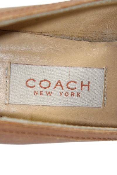 Coach Womens Leather Block Heels Slip On Shoes Brown Size 5.5B