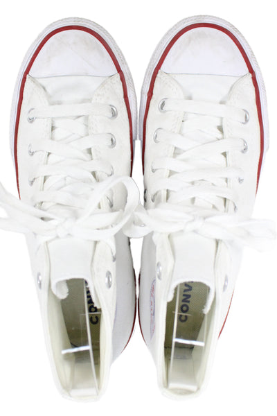Converse Girls Canvas Lace Up High Top Sneakers White Size 2