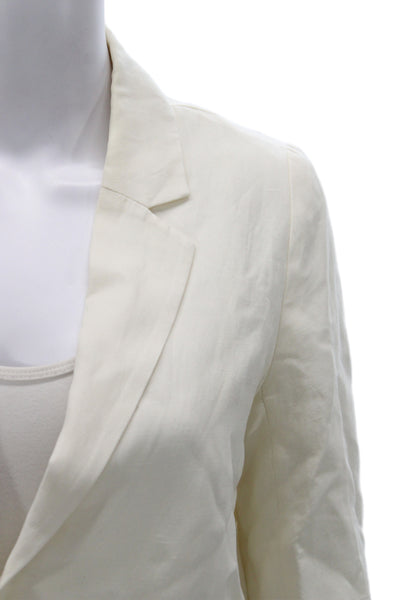 Cami NYC Unisex Blazer White Silk Linen Blend Collared Long Sleeve Size 2XS