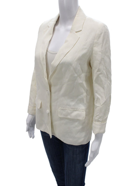 Cami NYC Unisex Blazer White Silk Linen Blend Collared Long Sleeve Size 2XS