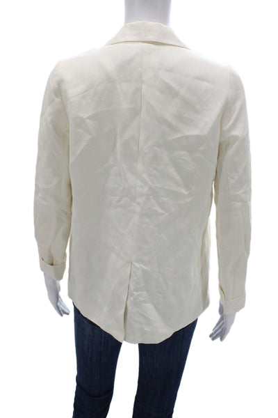 Cami NYC Unisex Blazer White Silk Linen Blend Collared Long Sleeve Size 2XS