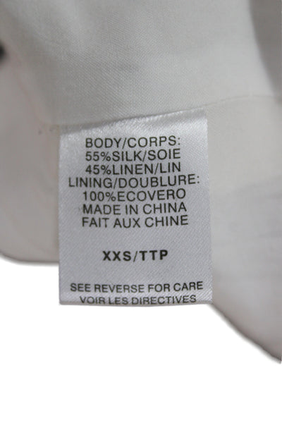 Cami NYC Unisex Blazer White Silk Linen Blend Collared Long Sleeve Size 2XS