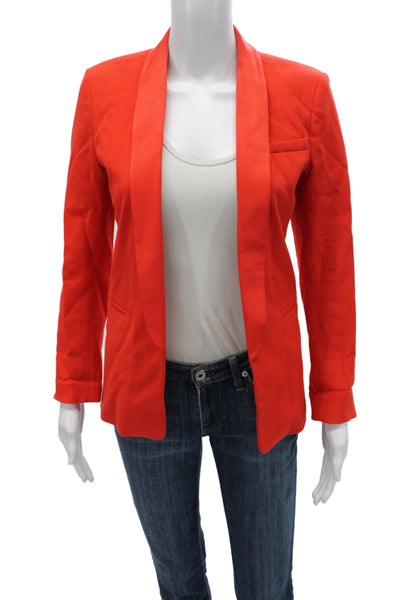 Sandro Women Red V Neck Long Sleeve Blazer 99% Viscose Size 36