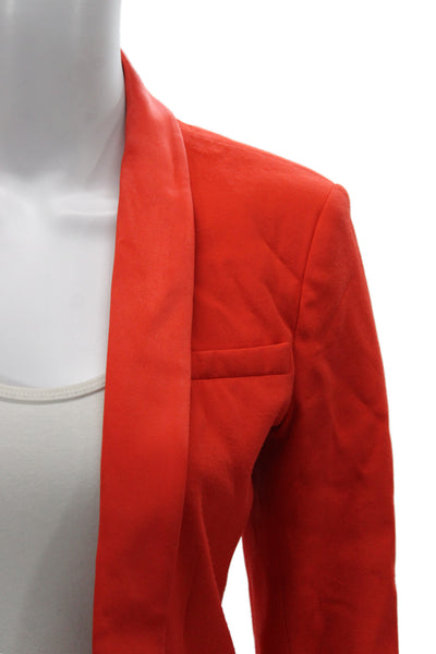 Sandro Women Red V Neck Long Sleeve Blazer 99% Viscose Size 36