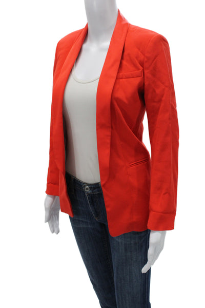 Sandro Women Red V Neck Long Sleeve Blazer 99% Viscose Size 36