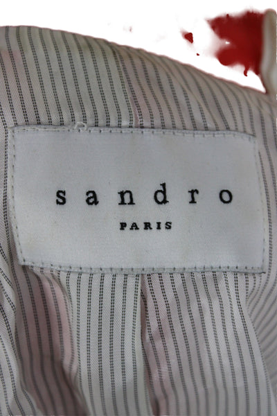 Sandro Women Red V Neck Long Sleeve Blazer 99% Viscose Size 36
