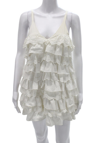 Caroline Constas Womens Slip Dress White V-Neck Sleeveless Mini Size 2XS