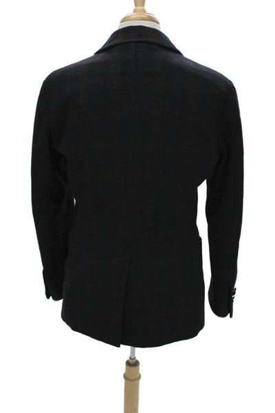 John Varvatos Star USA Mens Black Pea Coat Button Collared Wool Blend Size M