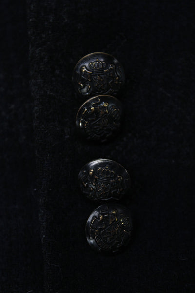 John Varvatos Star USA Mens Black Pea Coat Button Collared Wool Blend Size M