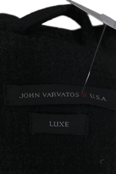 John Varvatos Star USA Mens Black Pea Coat Button Collared Wool Blend Size M
