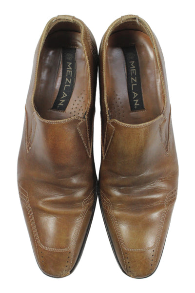 Mezlan Mens Leather Brogue Detail Dress Shoes Brown Size 9M