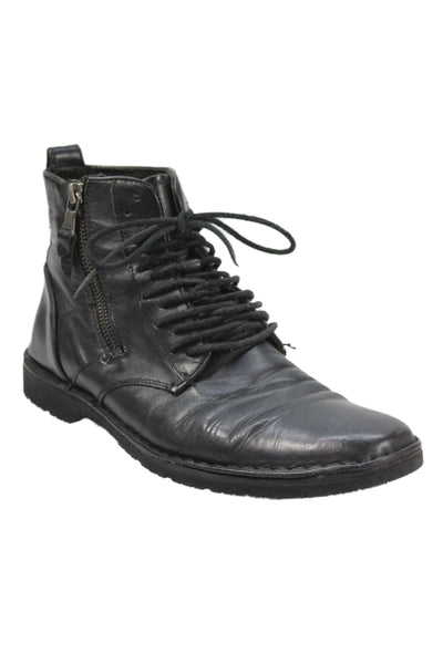 John Varvatos Star USA Mens Leather Zip High Top Shoes Black Size 8.5M