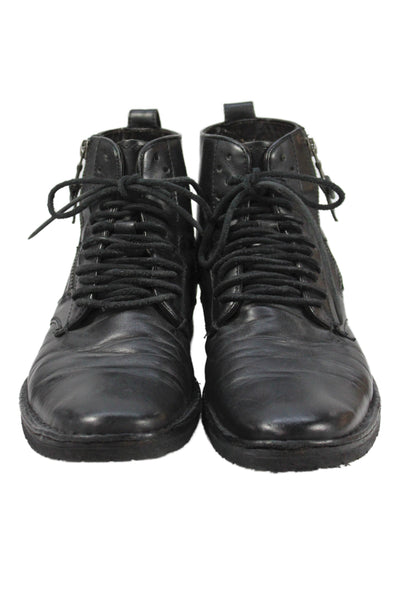 John Varvatos Star USA Mens Leather Zip High Top Shoes Black Size 8.5M