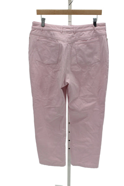 St. John Sport Women Chino Pants Pink Button 96% Cotton 4% Spandex Size 12