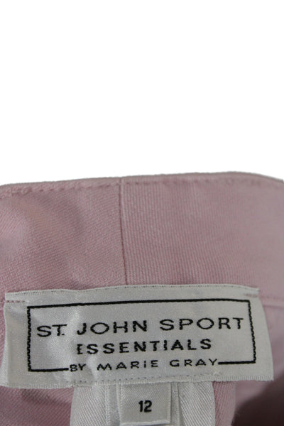St. John Sport Women Chino Pants Pink Button 96% Cotton 4% Spandex Size 12