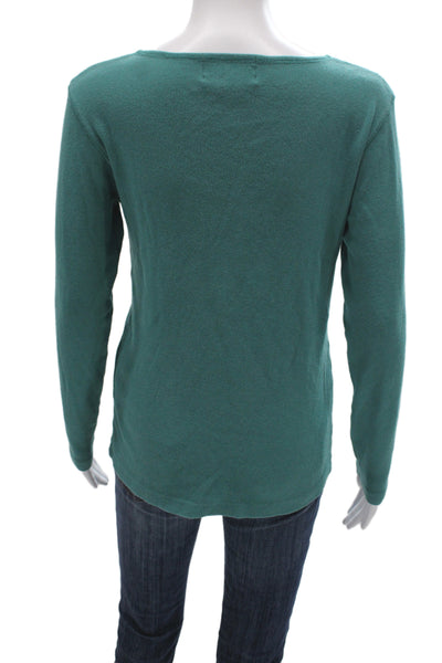 Ralph Lauren Country Women Green Cotton T-Shirt Longsleeve Round Neck Size M
