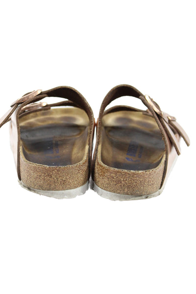 Birkenstock Womens Leather Double Buckle Arizona Sandals Gold Size 37 7 Placehol