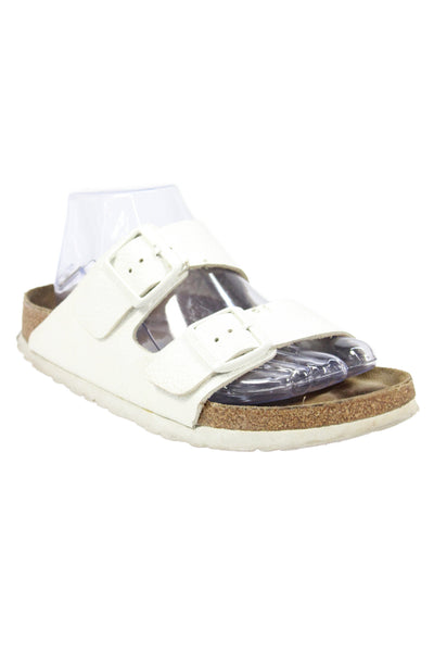 Birkenstock Womens Leather Double Buckle Arizona Sandals White Size 39 9 Placeho