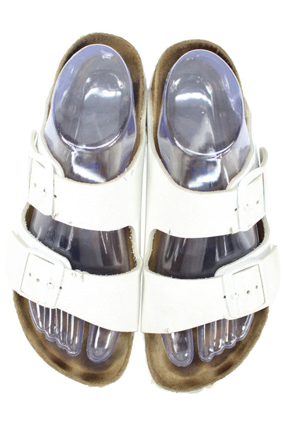 Birkenstock Womens Leather Double Buckle Arizona Sandals White Size 39 9 Placeho