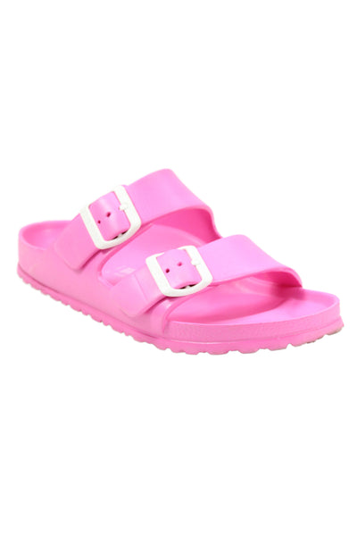 Birkenstock Womens Double Buckle Arizona Sandals Pink White Size 39 9 Placeholde