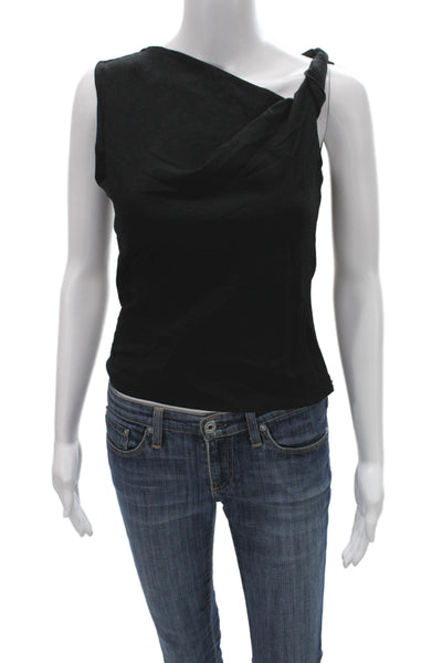 MNG Women Sleeveless Cowl Neck Basic Tank Black Zip Viscose Size XS