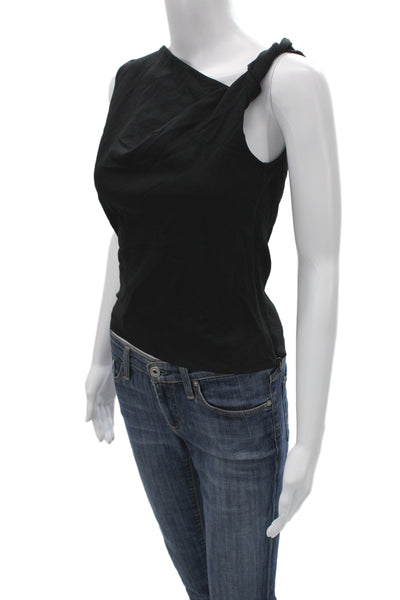 MNG Women Sleeveless Cowl Neck Basic Tank Black Zip Viscose Size XS