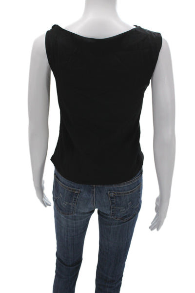 MNG Women Sleeveless Cowl Neck Basic Tank Black Zip Viscose Size XS