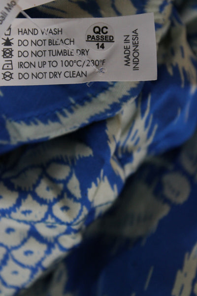 Poupette St. Barth Women Jumpsuit Blue Abstract Round Neck 3/4 Sleeve Size XS